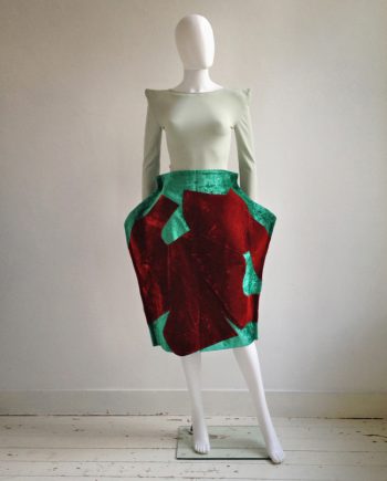 Comme des Garçons red and green 2D paperdoll skirt — fall 2012