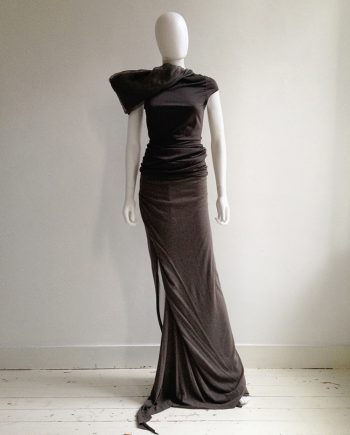 Rick Owens Lilies brown maxi skirt with train