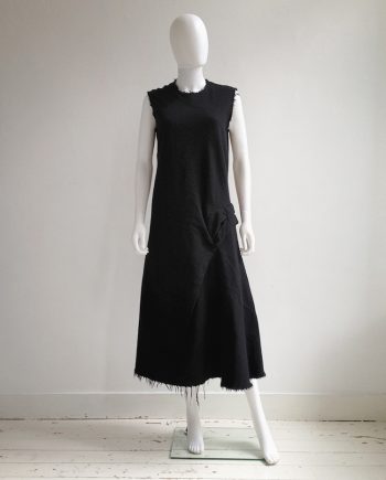 Junya Watanabe black bowtie dress with raw hem — fall 2003