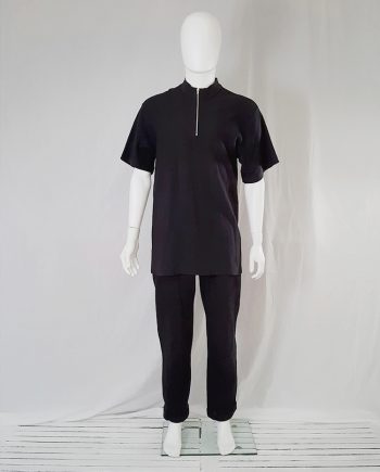 Yohji Yamamoto black zipper polo shirt — 80s