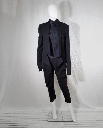 vintage Ann Demeulemeester black blazer with cut panel — fall 2011