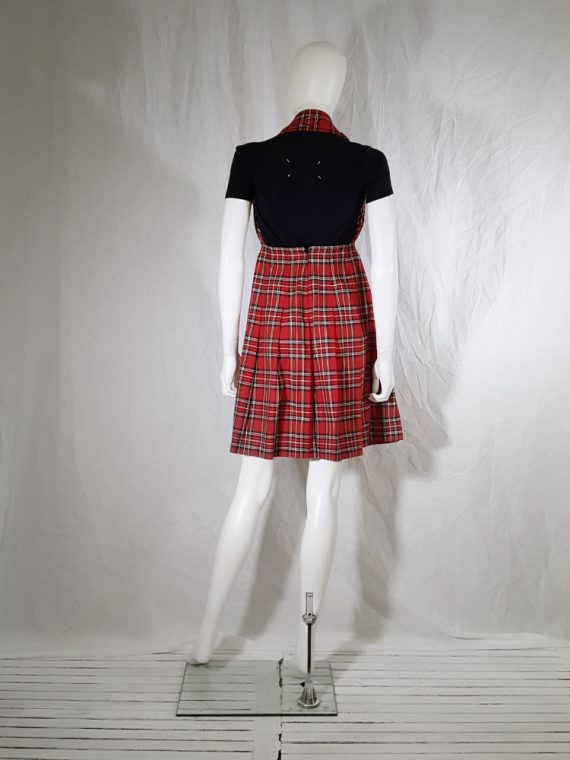 Comme des Garcons tricot blue jacket with tartan dungaree skirt AD 1990_170315