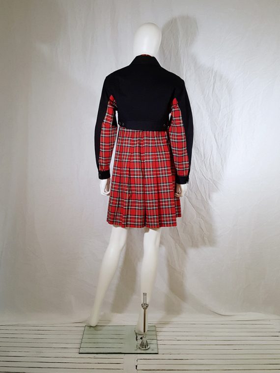 Comme des Garcons tricot blue jacket with tartan dungaree skirt AD 1990_170927
