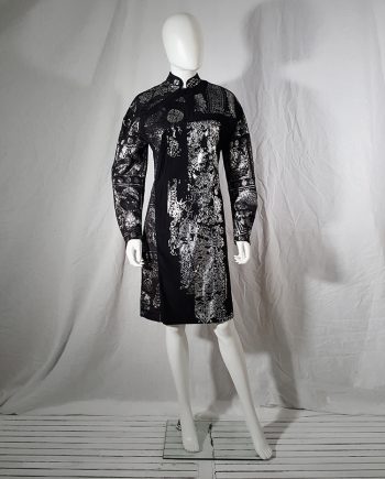 A.F. Vandevorst black dress with silver Chinese brocade — spring 2016