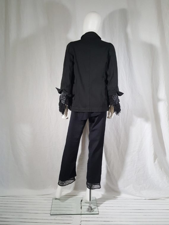 vintage Comme des Garcons dark blue blazer with ruffled sleeves spring 2000 165919
