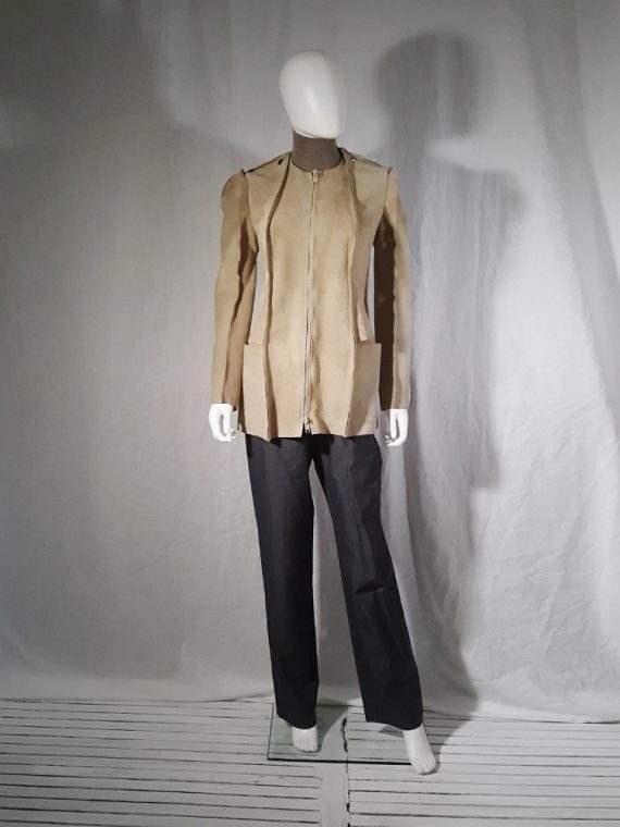 vintage Maison Martin Margiela beige leather flat jacket spring 1998 185600