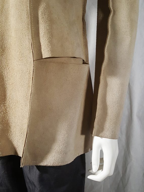 vintage Maison Martin Margiela beige leather flat jacket spring 1998 185800