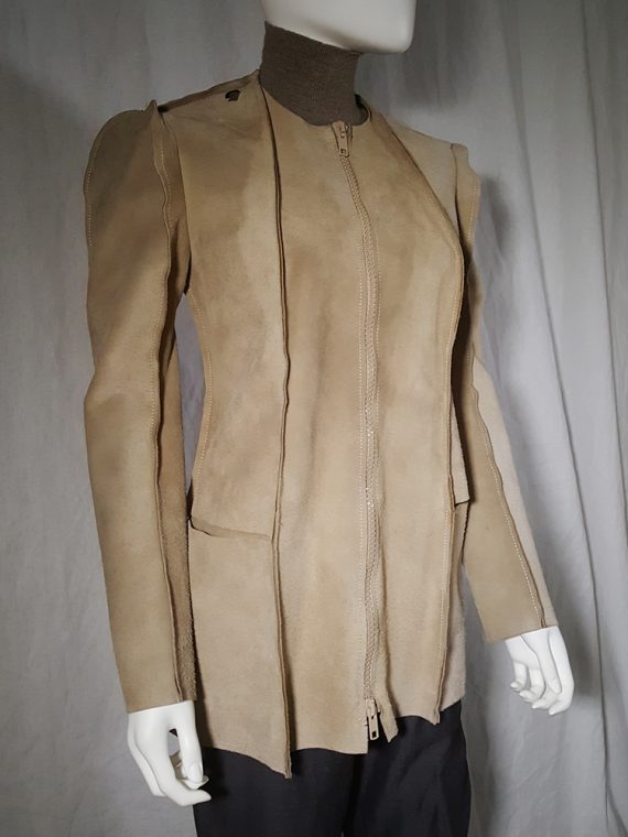 vintage Maison Martin Margiela beige leather flat jacket spring 1998 190041