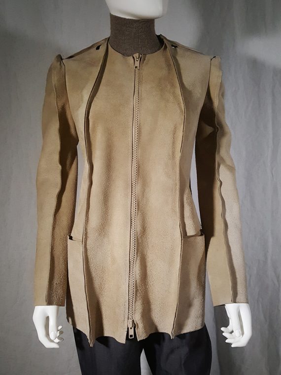 vintage Maison Martin Margiela beige leather flat jacket spring 1998 190048