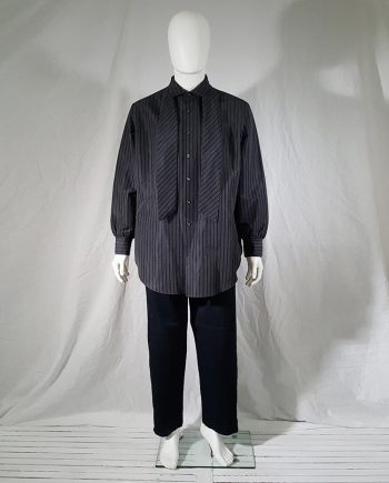 Yohji Yamamoto pour homme grey striped shirt with attached tie