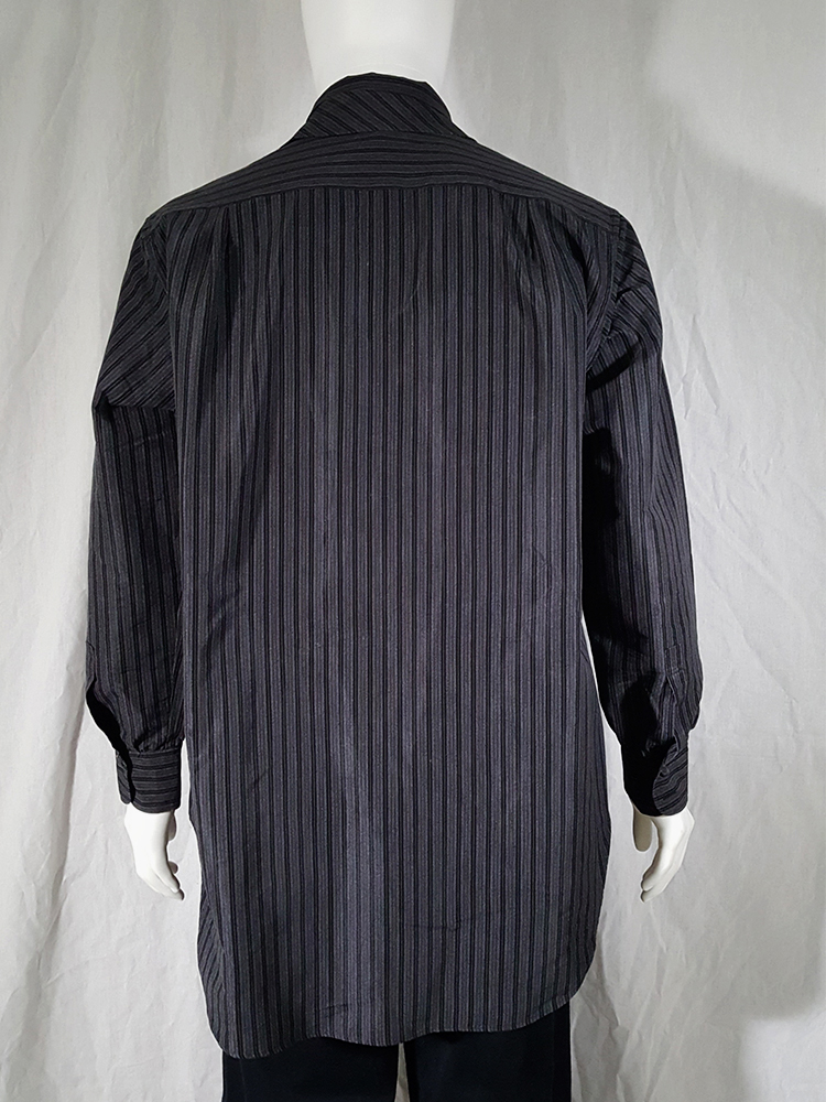 Yohji Yamamoto pour homme grey striped shirt with attached tie - V A N ...