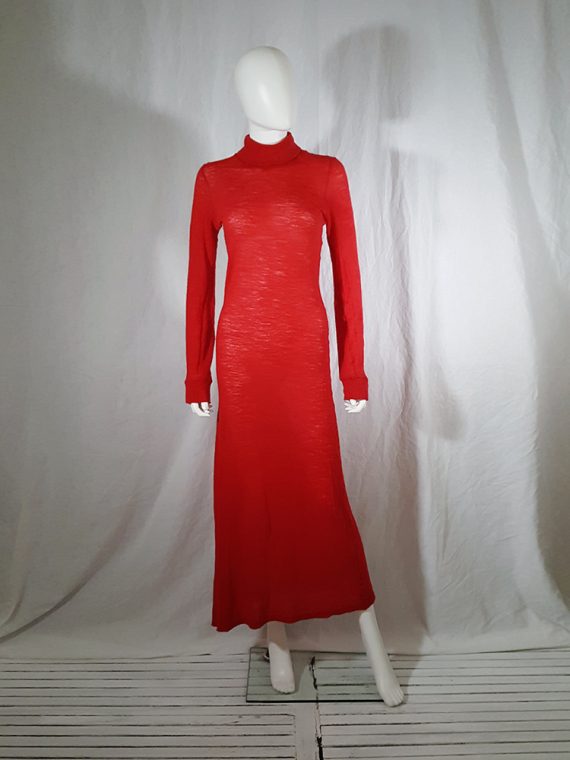 Ann Demeulemeester red knit maxi dress fall 1996 151618