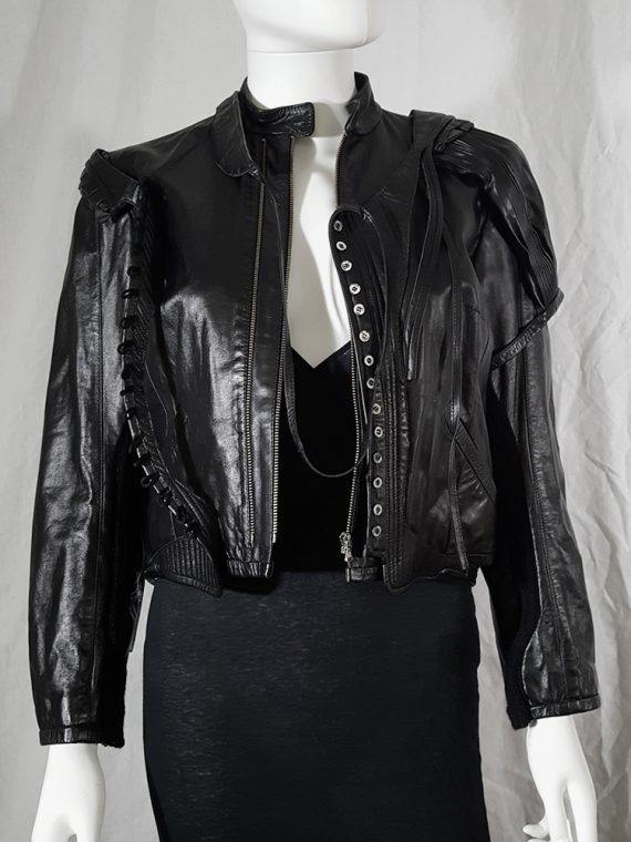 vintage Hussein Chalayan deconstructed layered leather jacket runway spring 2002 170518