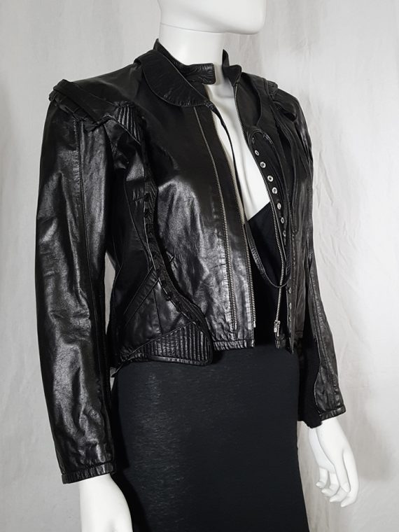 vintage Hussein Chalayan deconstructed layered leather jacket runway spring 2002 170531