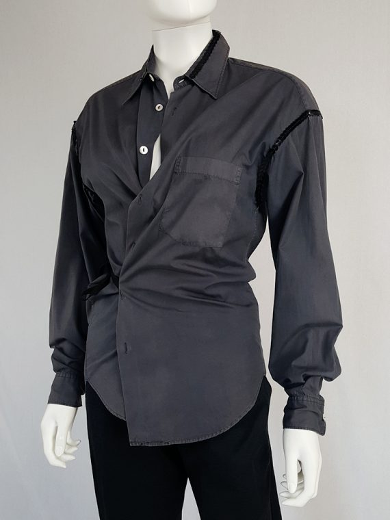 vintage Maison Martin Margiela artisanal grey sequinned wrap shirt 124743(0)