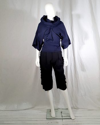 Comme des Garçons blue twisted top with cowl neck — fall 1995