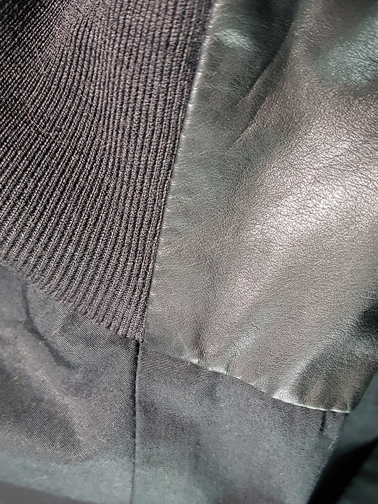 Rick Owens NASKA black gathered coat with leather sleeves — spring 2012 ...