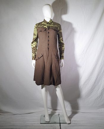 Comme des Garcons brown strapless button up dress — fall 1994