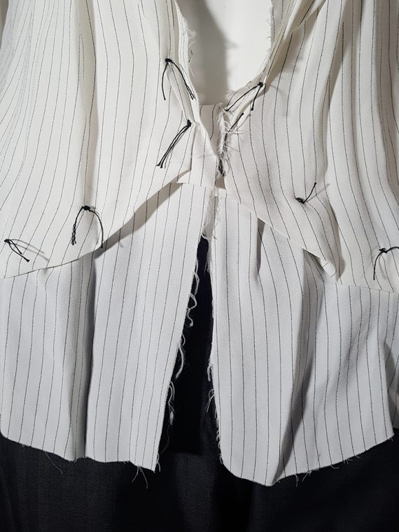 archive Maison Martin Margiela white pinstripe blouse with gathered lapels spring 2004 181436(0)