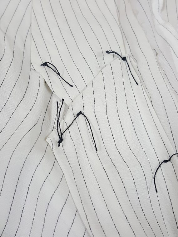 archive Maison Martin Margiela white pinstripe blouse with gathered lapels spring 2004 181559