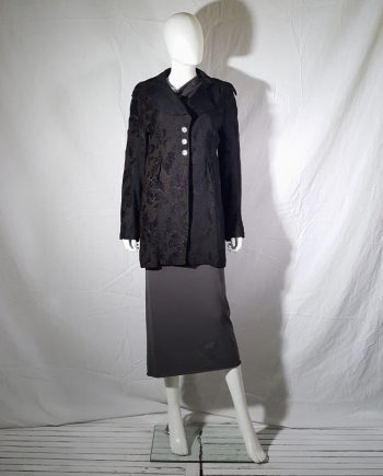Ann Demeulemeester brown brocade coat — fall 1994