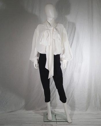 Dries Van Noten white poet blouse with long scarf collar