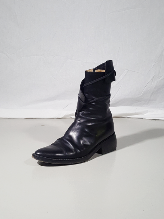 Ann Demeulemeester black pirate boots with curved heel 3112