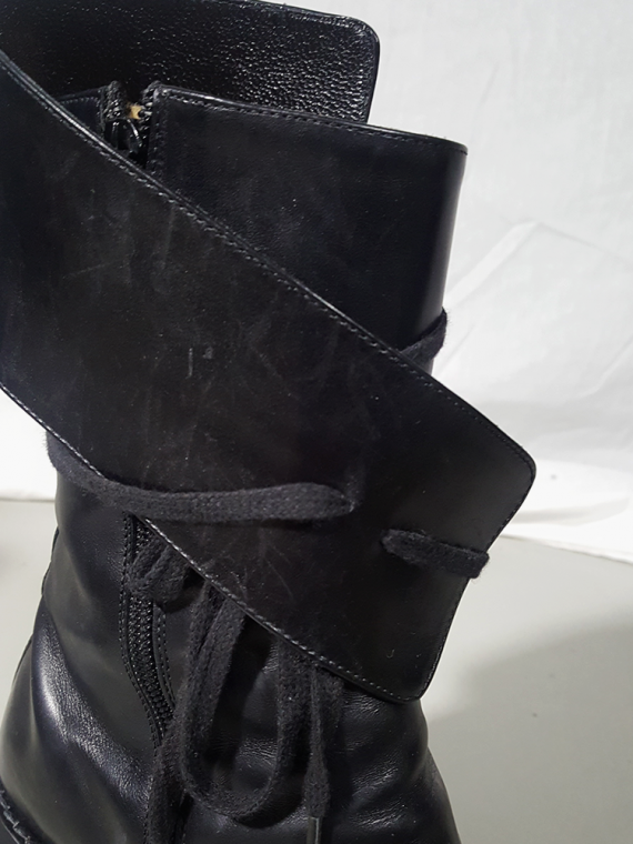 Ann Demeulemeester black pirate boots with curved heel 3442