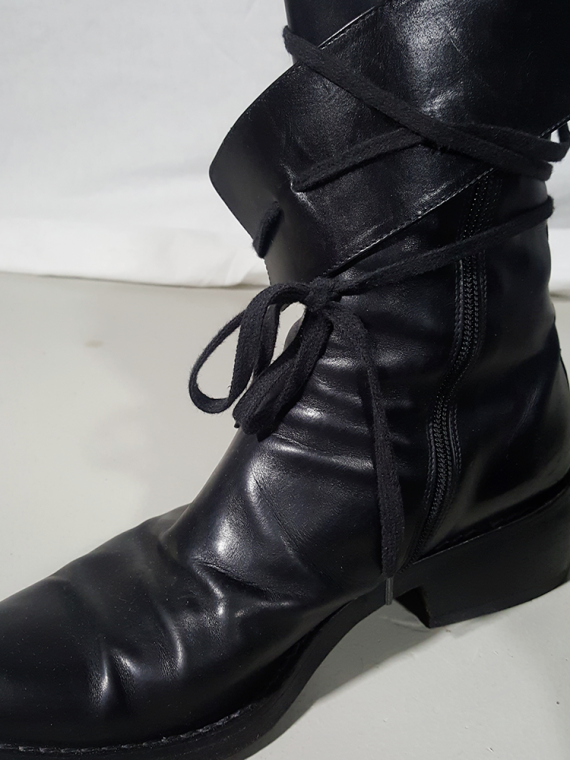 Ann Demeulemeester black pirate boots with curved heel 3527