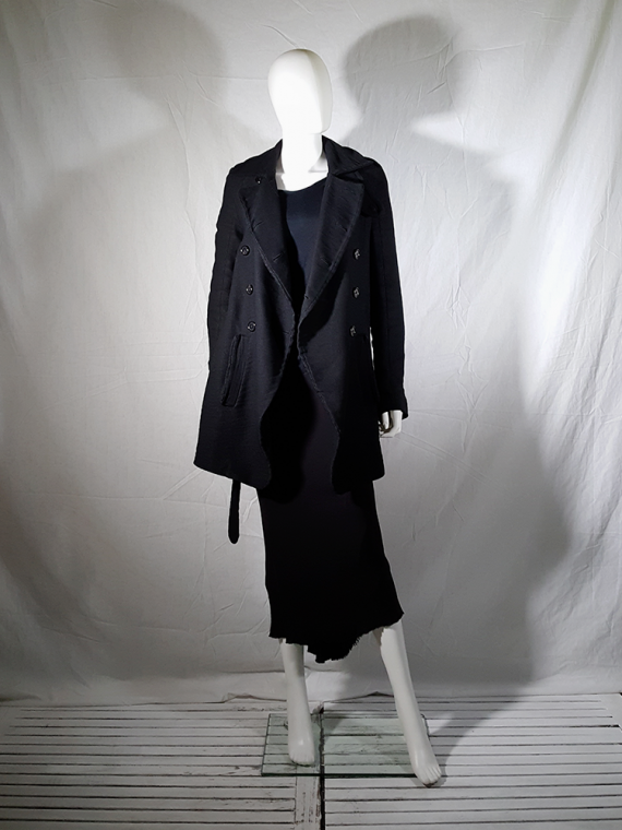 vintage Ann Demeulemeester black double breasted winter coat 161001