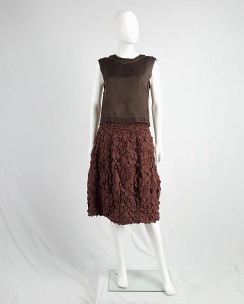 vintage Issey Miyake brown skirt with origami flowers