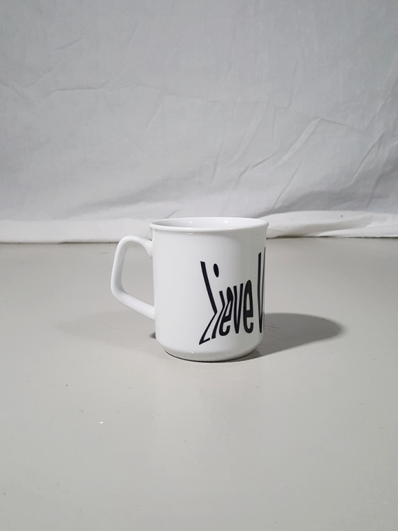 vintage Lieve Van Gorp white coffee mug with distorted logo 174100