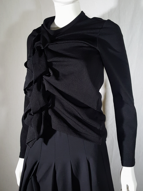 Comme des Garçons black gathered top with ruffle detail — fall 2011 - V ...
