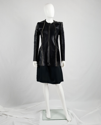 Maison Martin Margiela black leather flat jacket — spring 1998