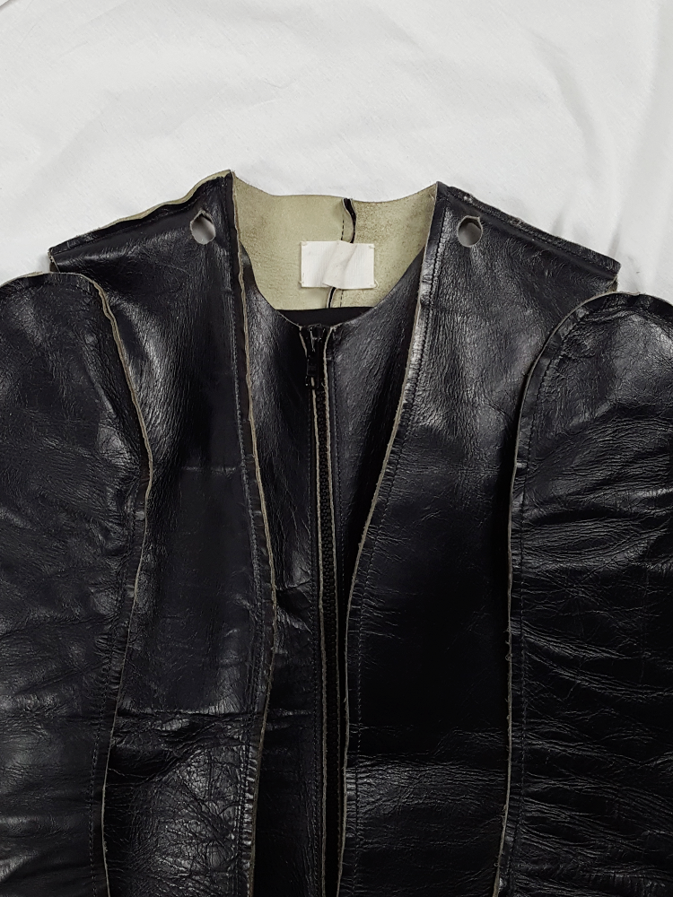 Maison Martin Margiela black leather flat jacket — spring 1998 - V A N ...