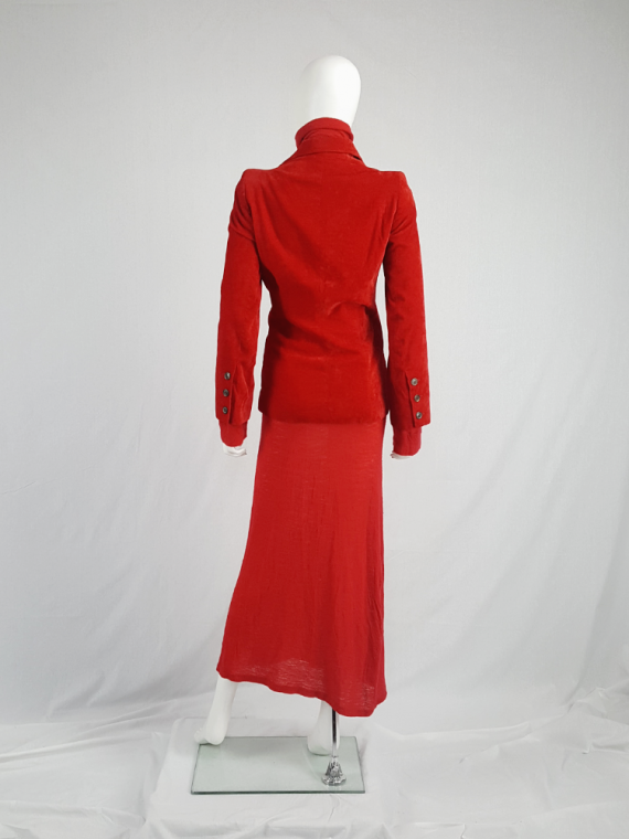 vintage Ann Demeulemeester red velvet asymmetric blazer fall 1996 902