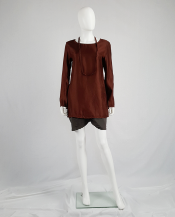 Maison Martin Margiela burgundy top with attached necklace — fall 1999
