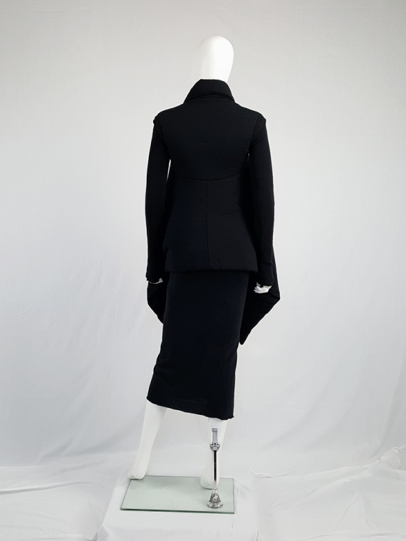 vintage Rick Owens lilies black padded coat with front drape 113750