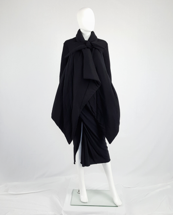 Rick Owens lilies black padded coat with front drape