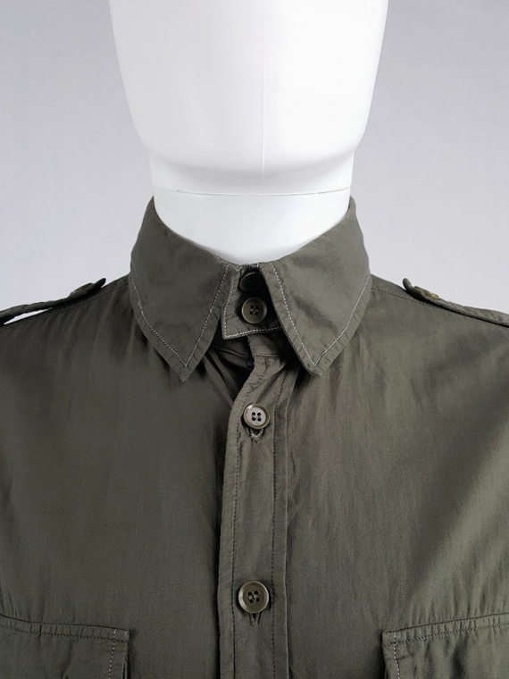 vintage Ys for men Yohji Yamamoto green shirt with detachable collar 125123