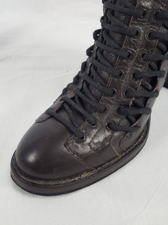 vintage Ann Demeulemeester brown triple lace boots fall 2008120654