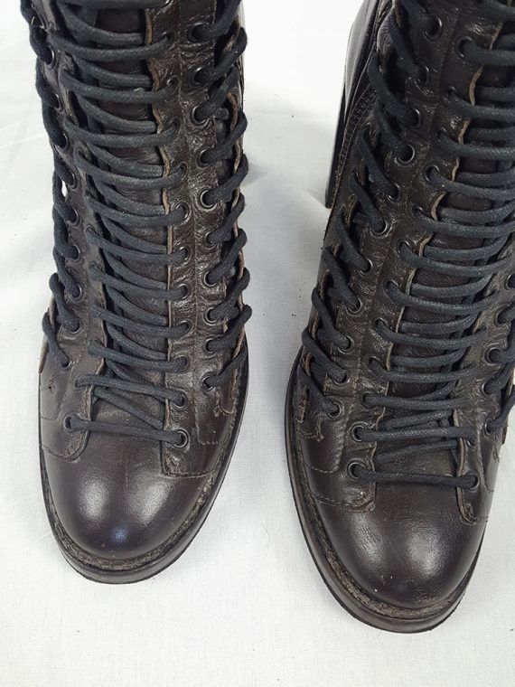 vintage Ann Demeulemeester brown triple lace boots fall 2008121025