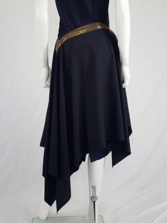 vintage Junya Watanabe blue asymmetric skirt with multi zipper waist spring 2005 111620