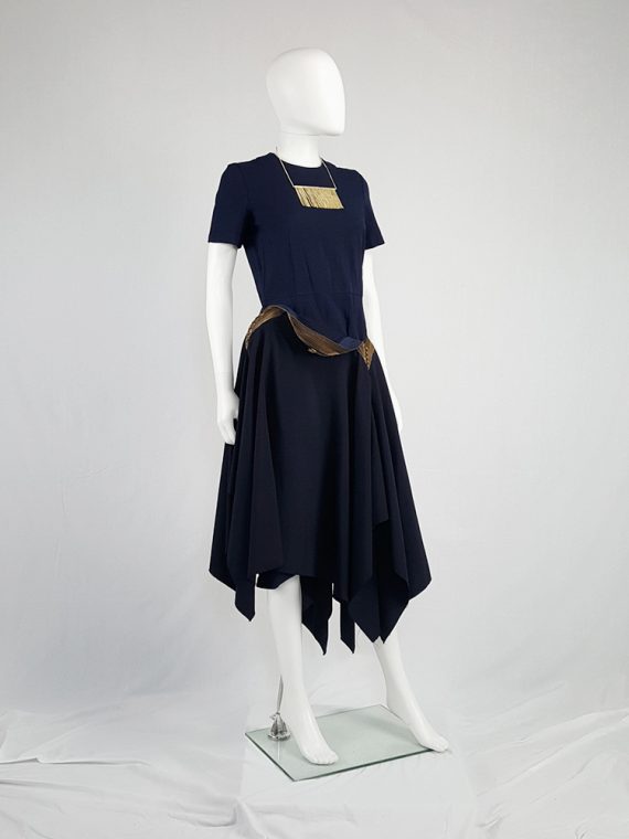 vintage Junya Watanabe blue asymmetric skirt with multi zipper waist spring 2005 112131