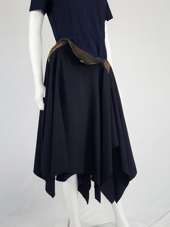 vintage Junya Watanabe blue asymmetric skirt with multi zipper waist spring 2005 112203