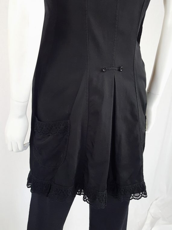 vintage Ys Yohji Yamamoto black long vest with lace trimmings 113522