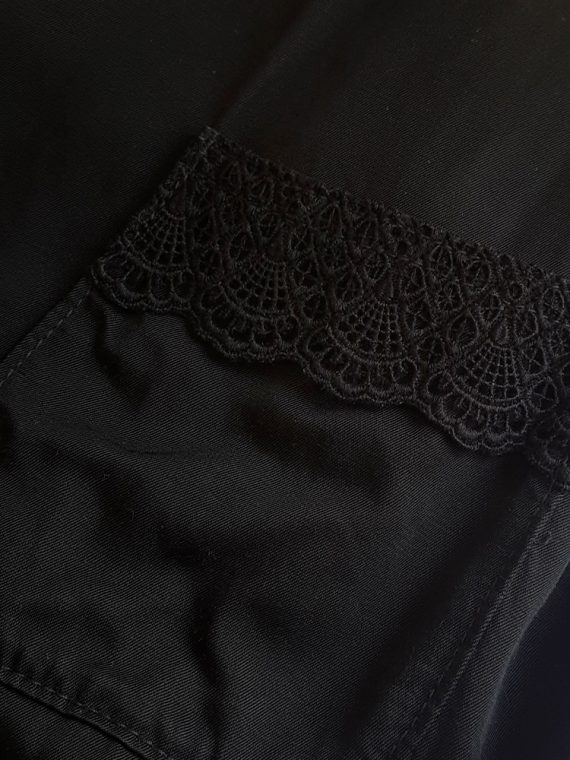 vintage Ys Yohji Yamamoto black long vest with lace trimmings 114125