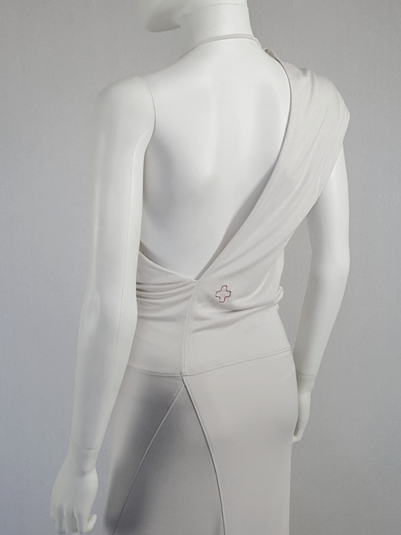 vintage AF Vandevorst white maxi dress with asymmetric open back spring 2011 115233(0)