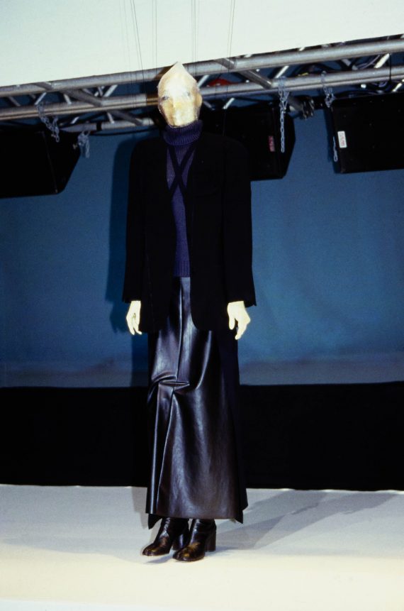 Maison Martin Margiela black maxi skirt with back slit — fall 1998