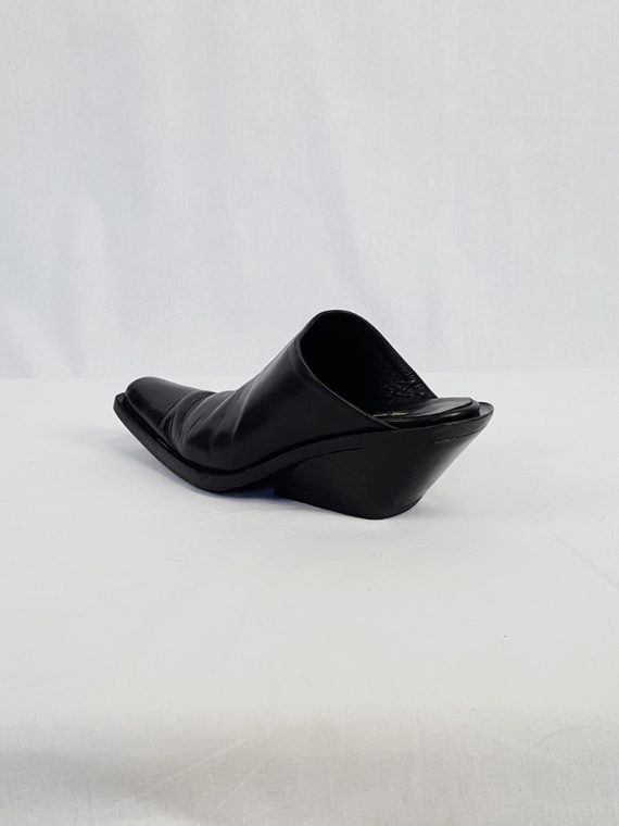 vintage Ann Demeulemeester black mules with slanted heel spring 2001 120523
